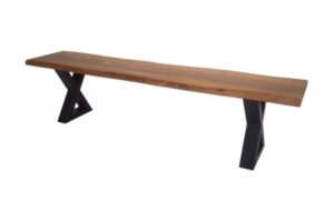 Natural finish bench with black support legs